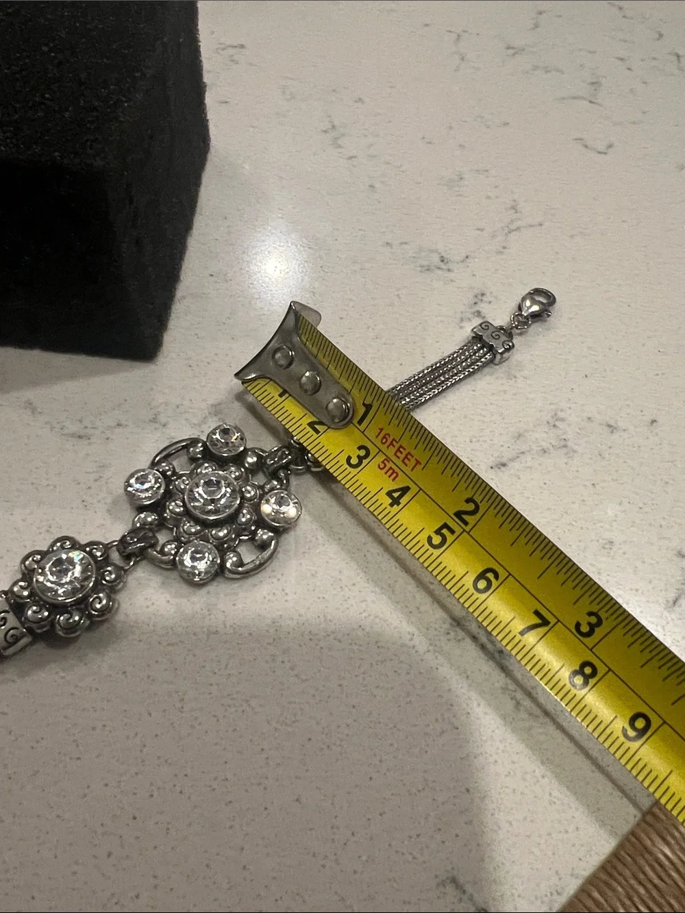 Brighton Silver-Tone Crystal Floral Link Bracelet